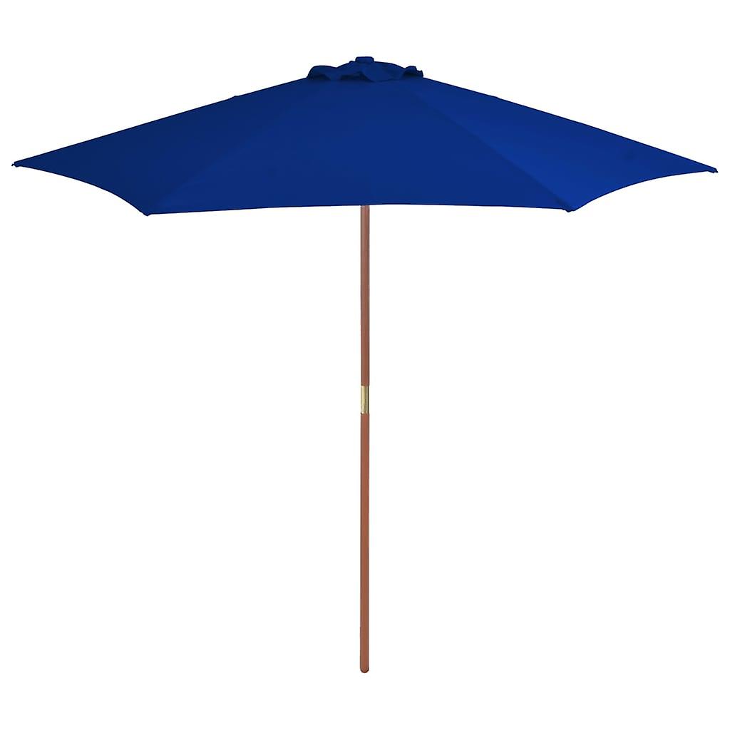 Outdoor Parasol With Wooden Pole Blue 270 Cm