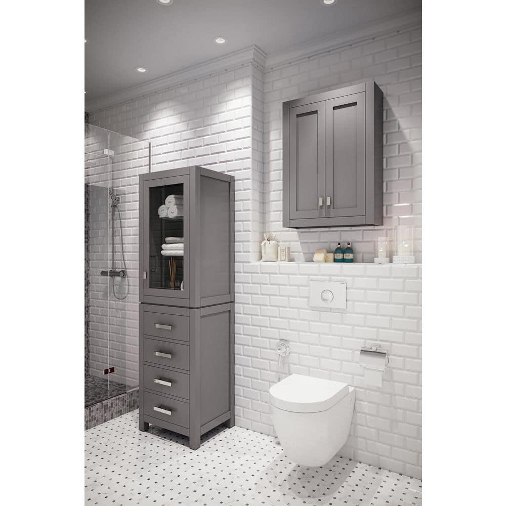 Water Creation Madison 24 in W x 33 in H x 8 in D Bathroom Storage Toilet Topper in Cashmere Grey