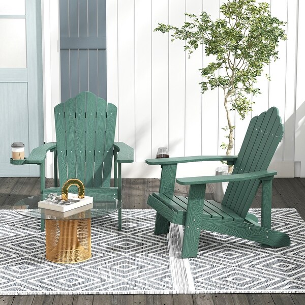 Gymax Patio HIPS Outdoor Weather Resistant Slatted Chair Adirondack