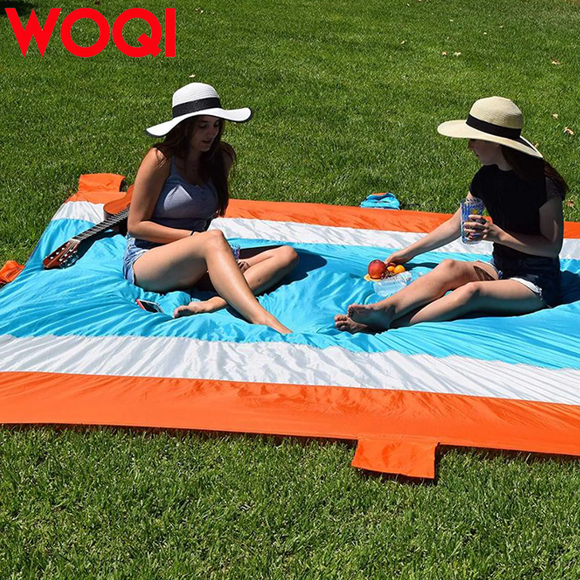 Woqi Sand Proof Waterproof Portable  Parachute Nylon Ripstop Beach Blanket