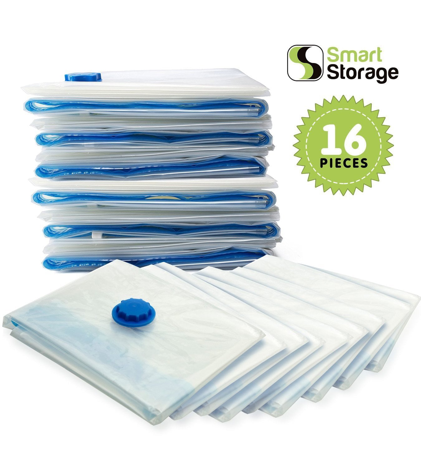 Smart Storage Vacuum Storage Bags, 16 Pack Space Saver Bags for Clothes, Pillows & Bedding, Travel Luggage | Vacuum Seal Storage Bags