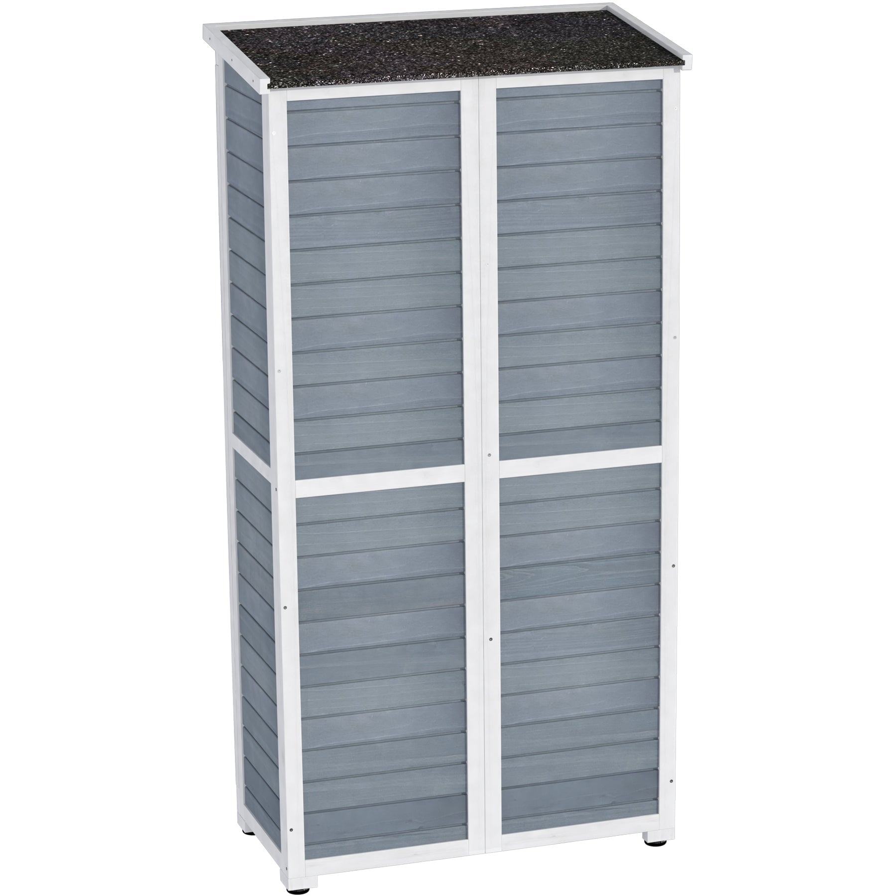 Outdoor Storage Cabinet Wood & Metal Garden Tool Shed Waterproof Sturdy 66" H