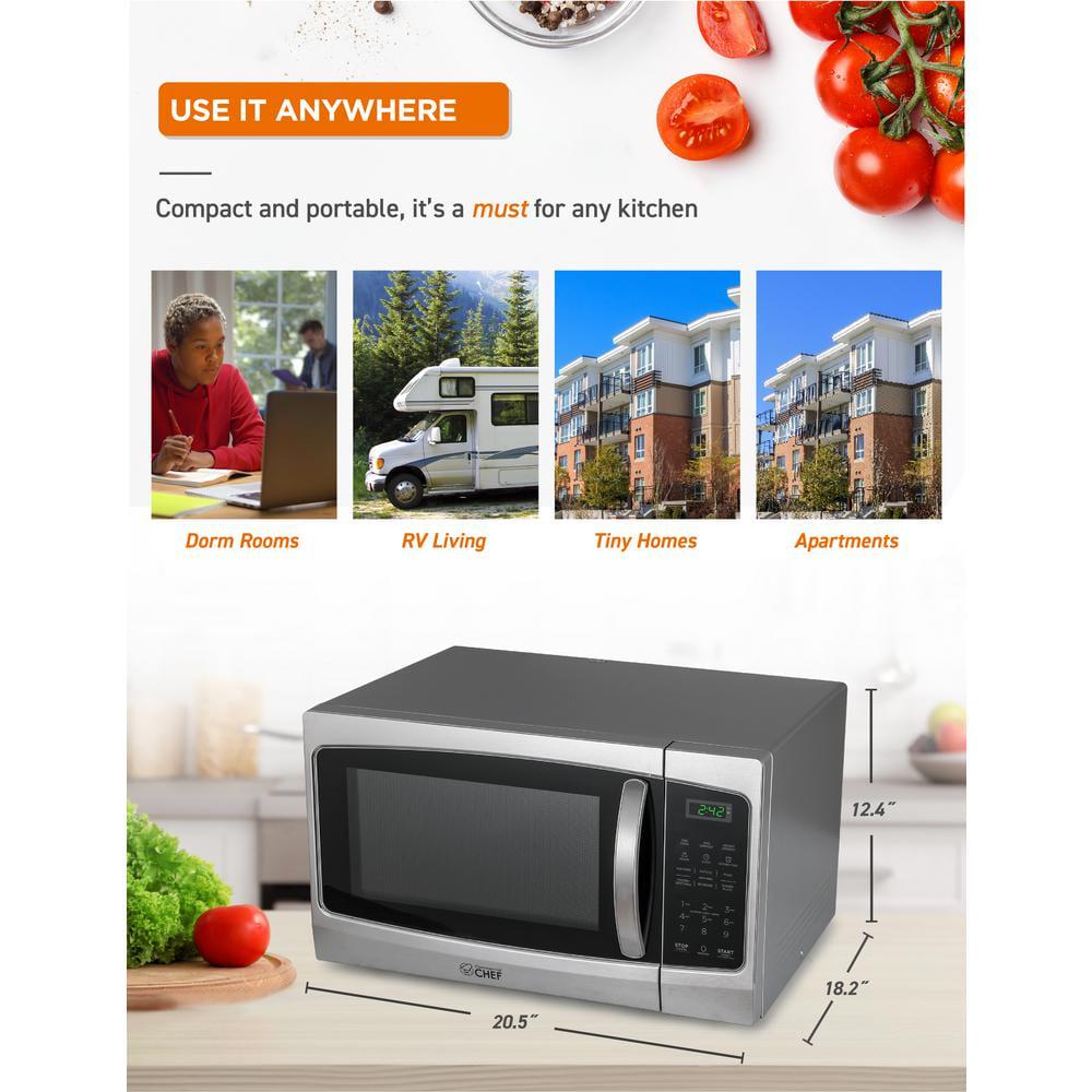 Commercial CHEF 205 in Width 13 cu ft Stainless Steel 1000Watt Countertop Microwave Oven