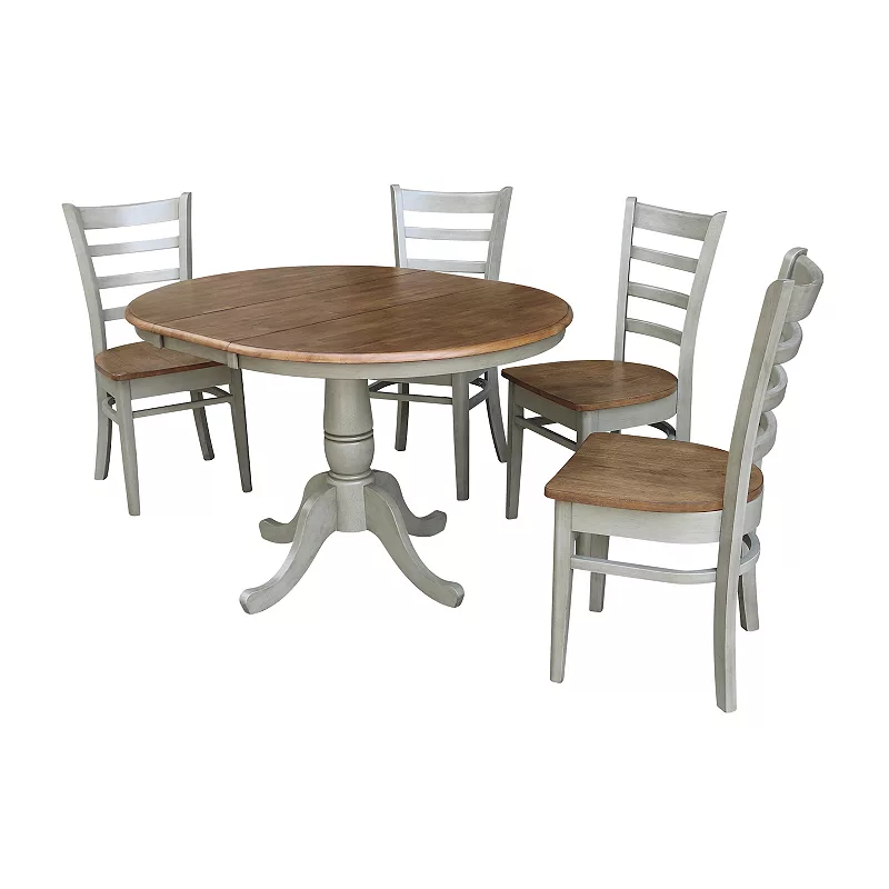 International Concepts Round Extension Dining Table and Chairs 5-pc. Dining Set