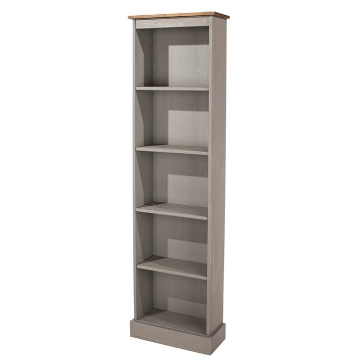 Wood Bookcase Tall Narrow Corona Collection  Furniture Dash