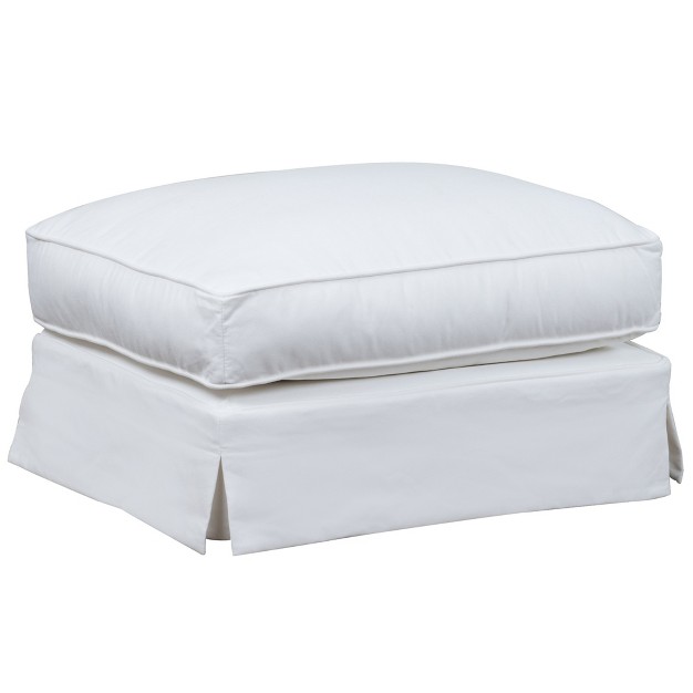 Besthom Ariana Rectangular 24 In X 32 In White Upholstered Ottoman