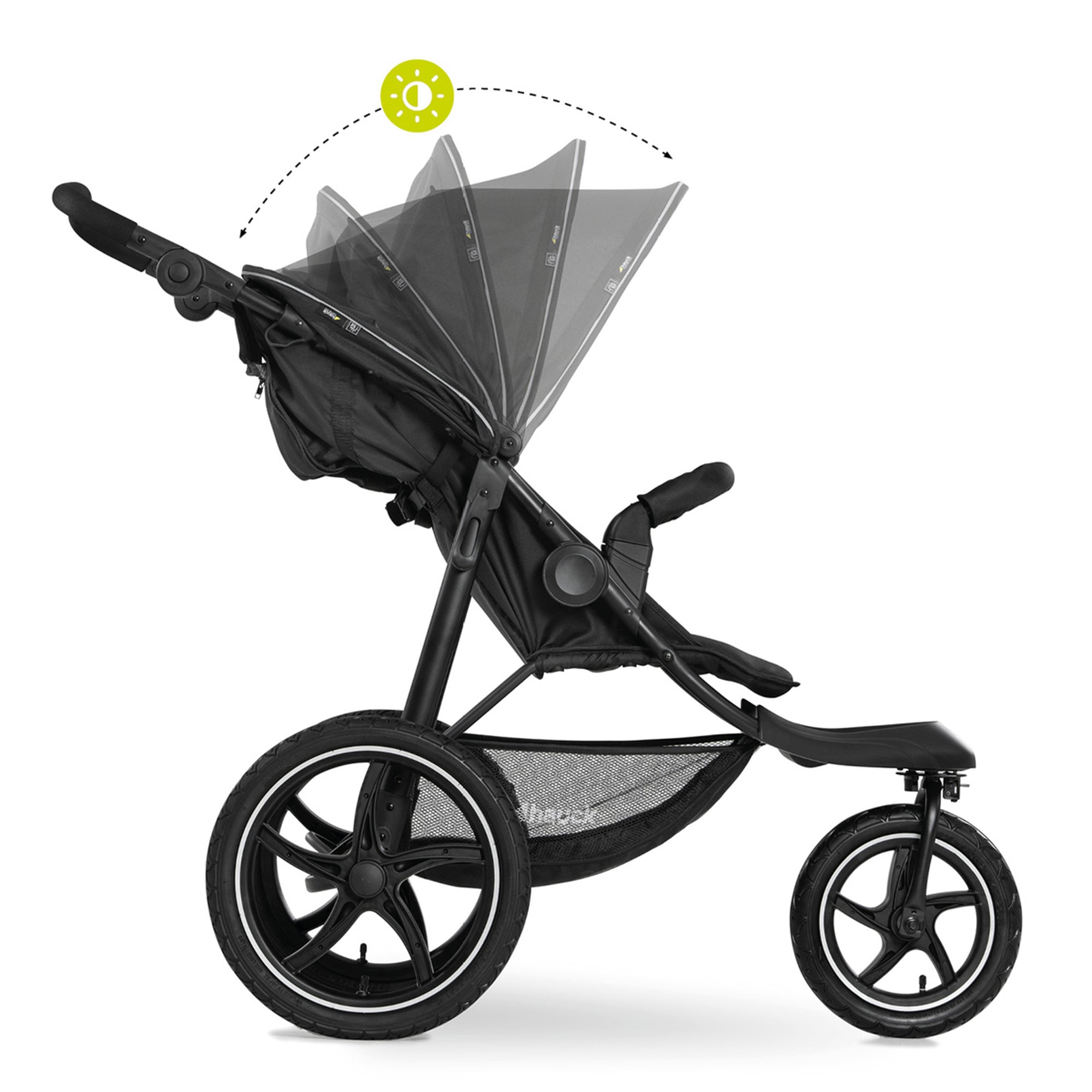 hauck Compact Foldable Tricycle Jogger Buggy Stroller Pushchair, Black(Open Box)