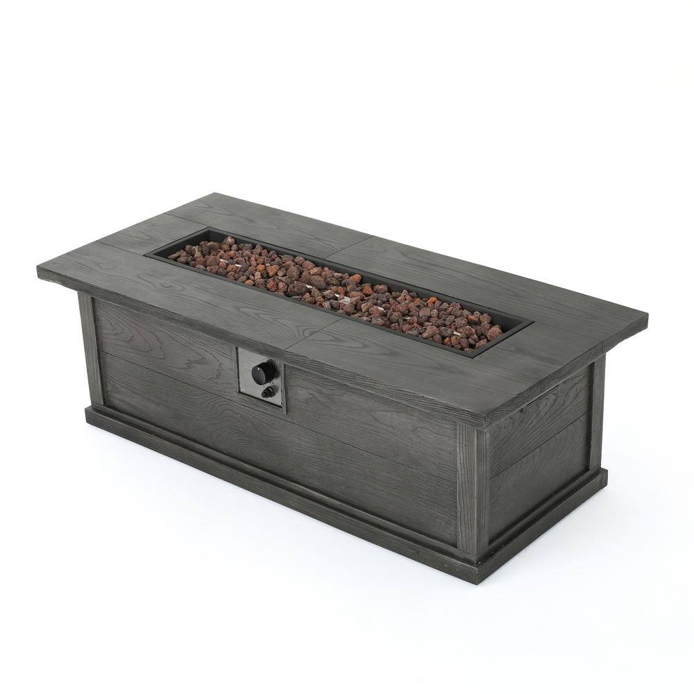 Noble House Sorrento Brown with Wood PatternGrey Rectangular Stone Fire Pit (No Tank Holder) 7559