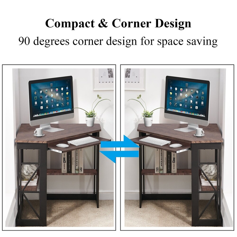 VECELO Triangle Corner Desk  Office/Computer/Writing Desk for Student Apartments