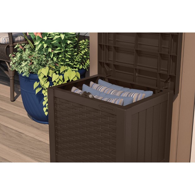 22gal Resin Java Wicker Front Deck Box Brown Suncast