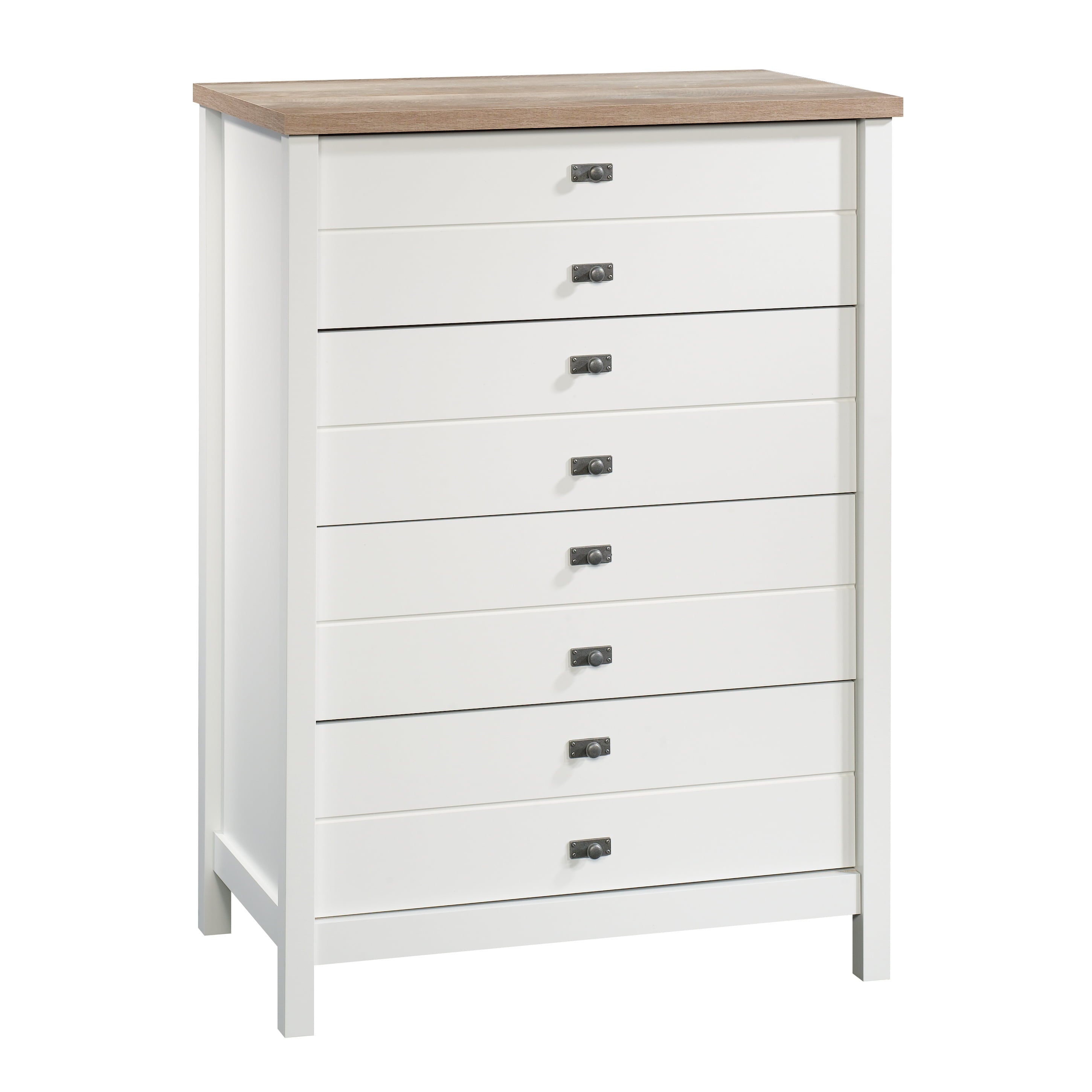 Sauder 423998 Cottage Road 4 Drawer Chest, Soft White & Lintel Oak Finish