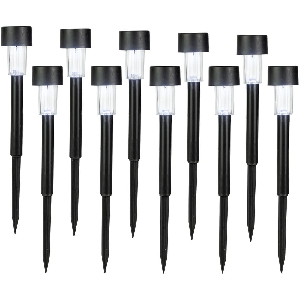 Set of 10 Black Solar Powered LED Pathway Markers 12.25\