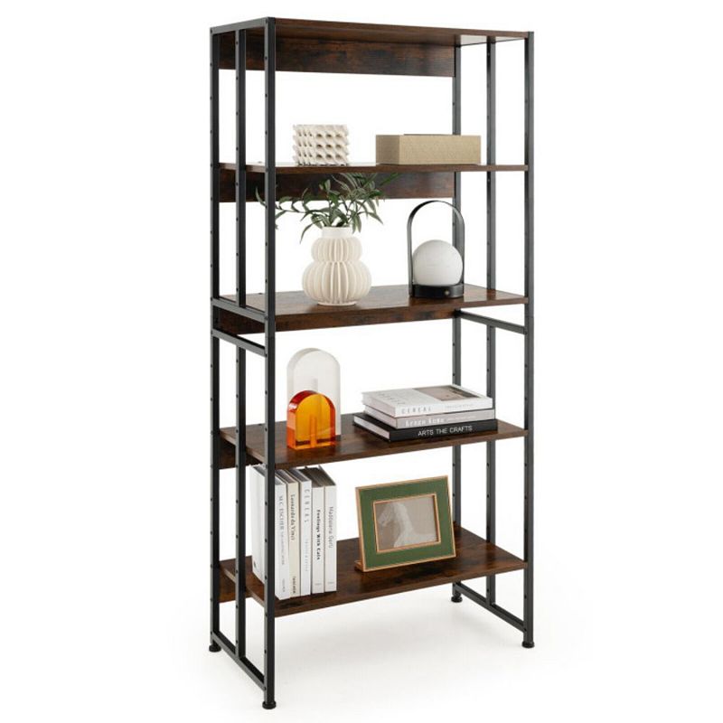 Hivago 3/5-Tier Industrial Bookshelf Storage Shelf Display Rack with Adjustable Shelves