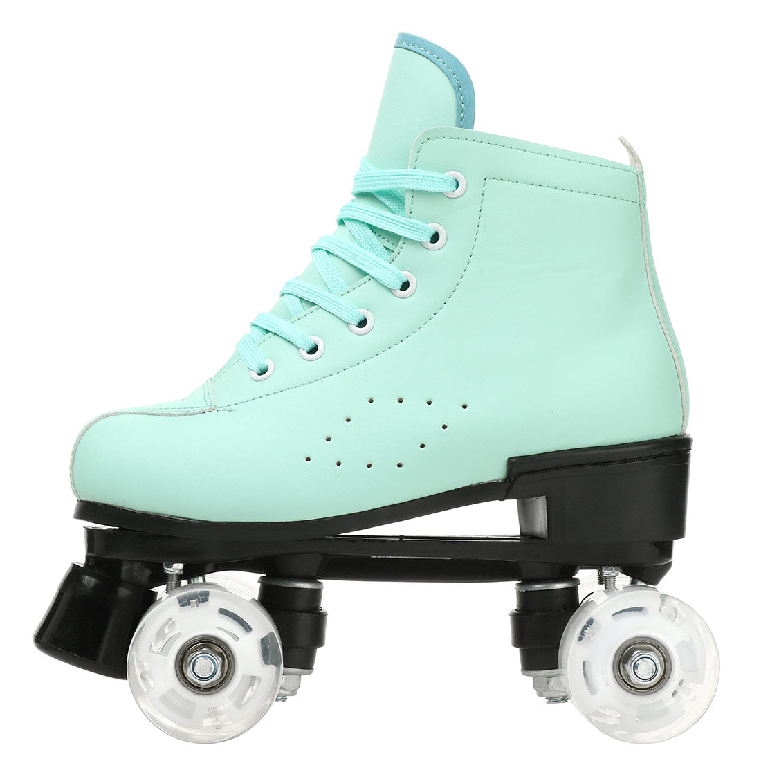 Classic Roller Skates for Women Cozy High-top Skates Indoor Outdoor Beginner Solid Color Roller Skates Shiny Wheels Skates， Green， 7