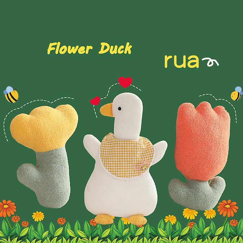 Flower duck plush pillow stuffed soft plant tulip toy