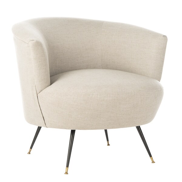 SAFAVIEH Arlette Light Grey Velvet Retro Mid Century Accent Chair - 32