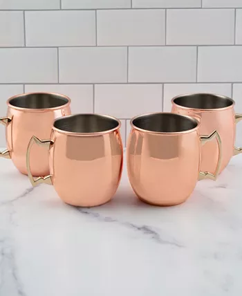 Cambridge Smooth Copper Moscow Mule Mugs Set of 4