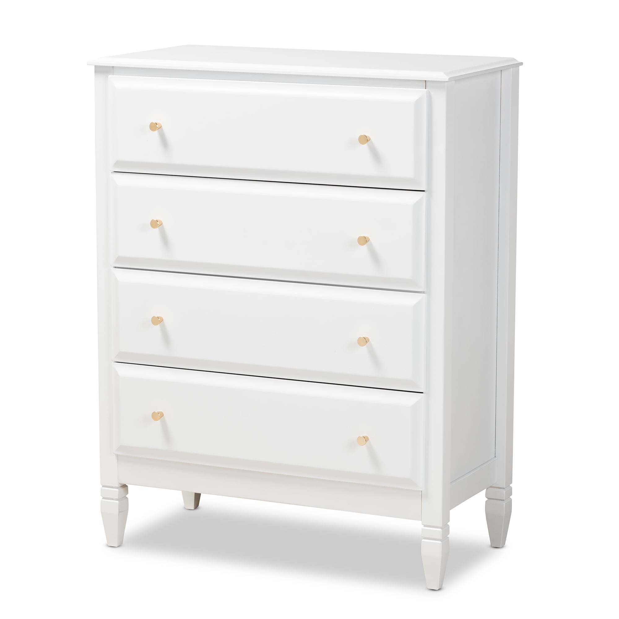 Baxton Studio Naomi Classic and Transitional White Finished Wood 4-Drawer Bedroom Chest