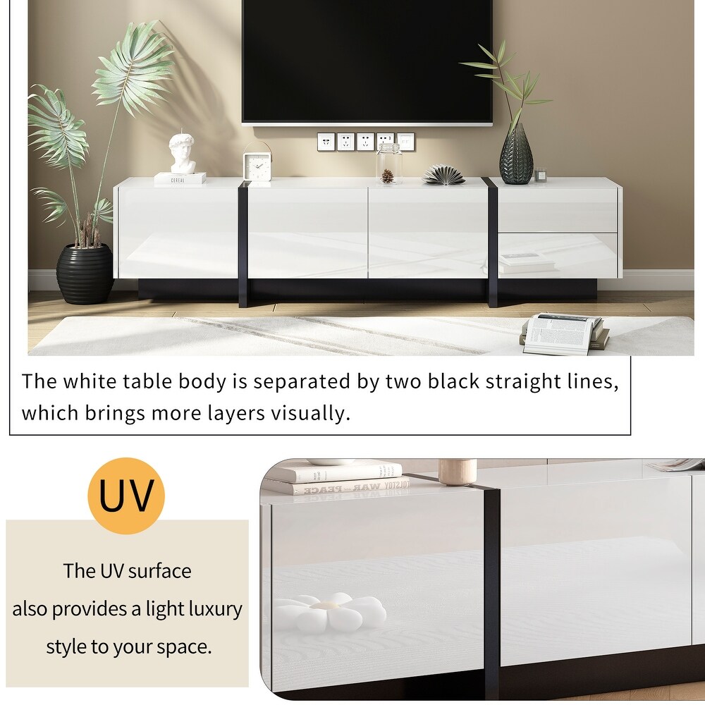 Modern TV Cabinet with High Gloss UV Surface  Unique Style TV Stand for TVs Up to 80\