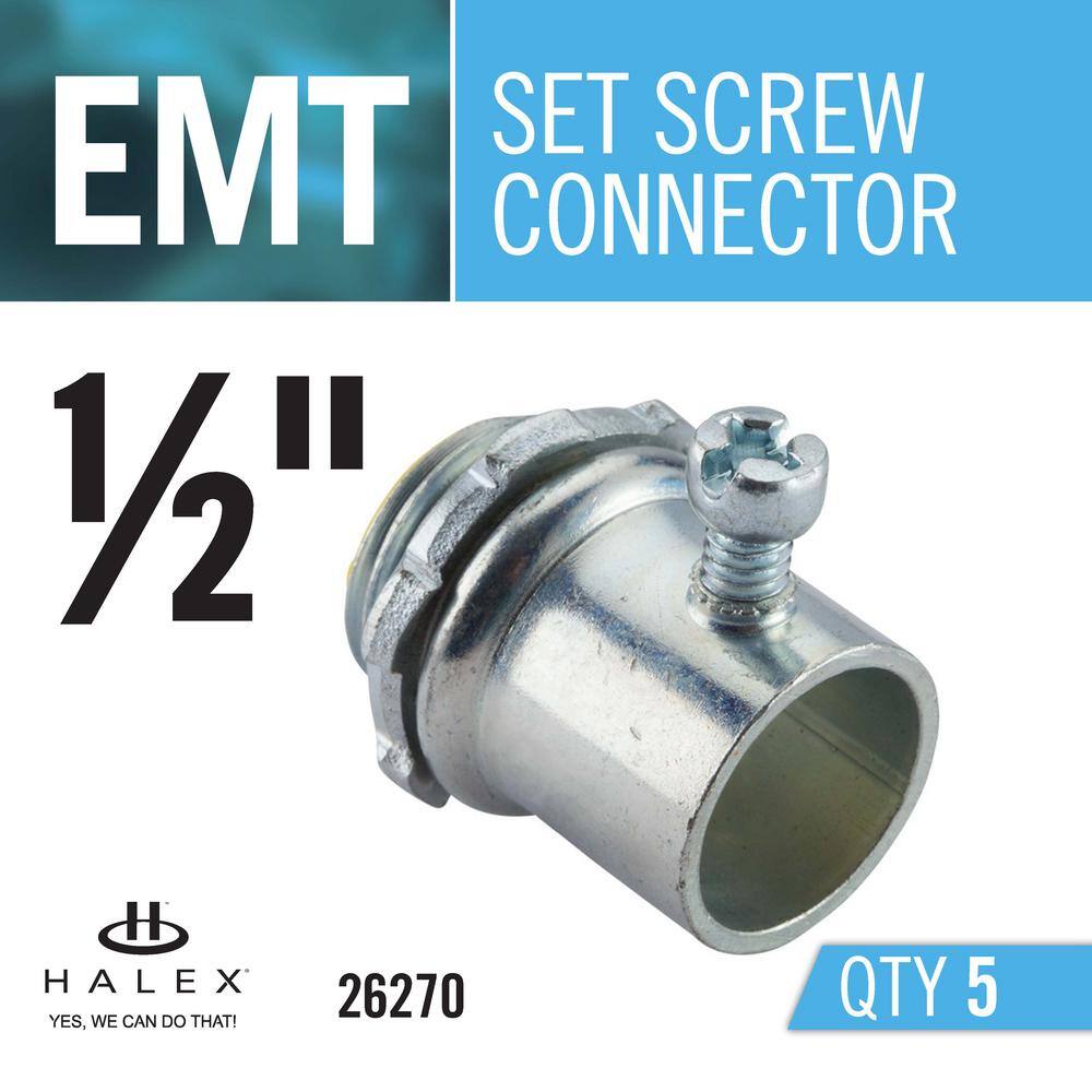 Halex 12 in. Electrical Metallic Tube (EMT) Set-Screw Connectors (5-Pack) 26270