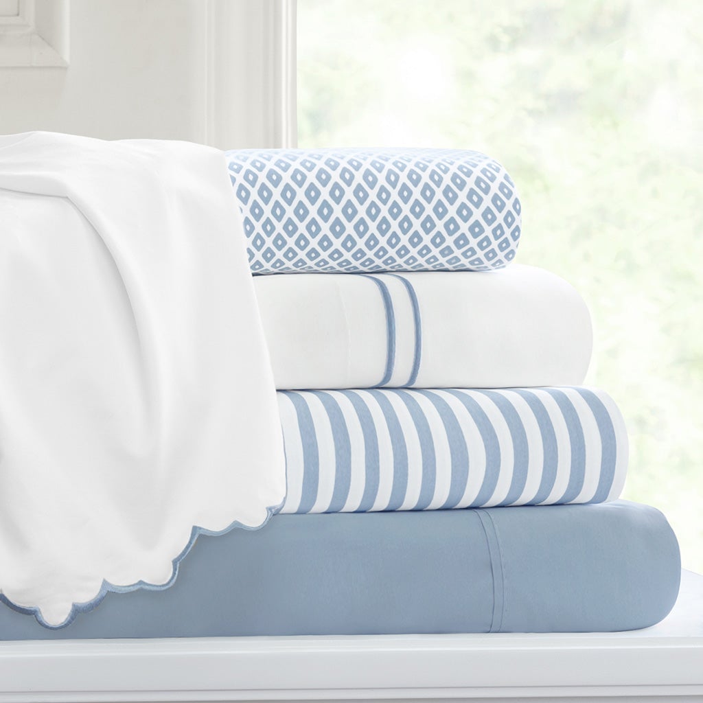 French Blue Striped Sheet Set 2 (Fitted & Pillow Cases)