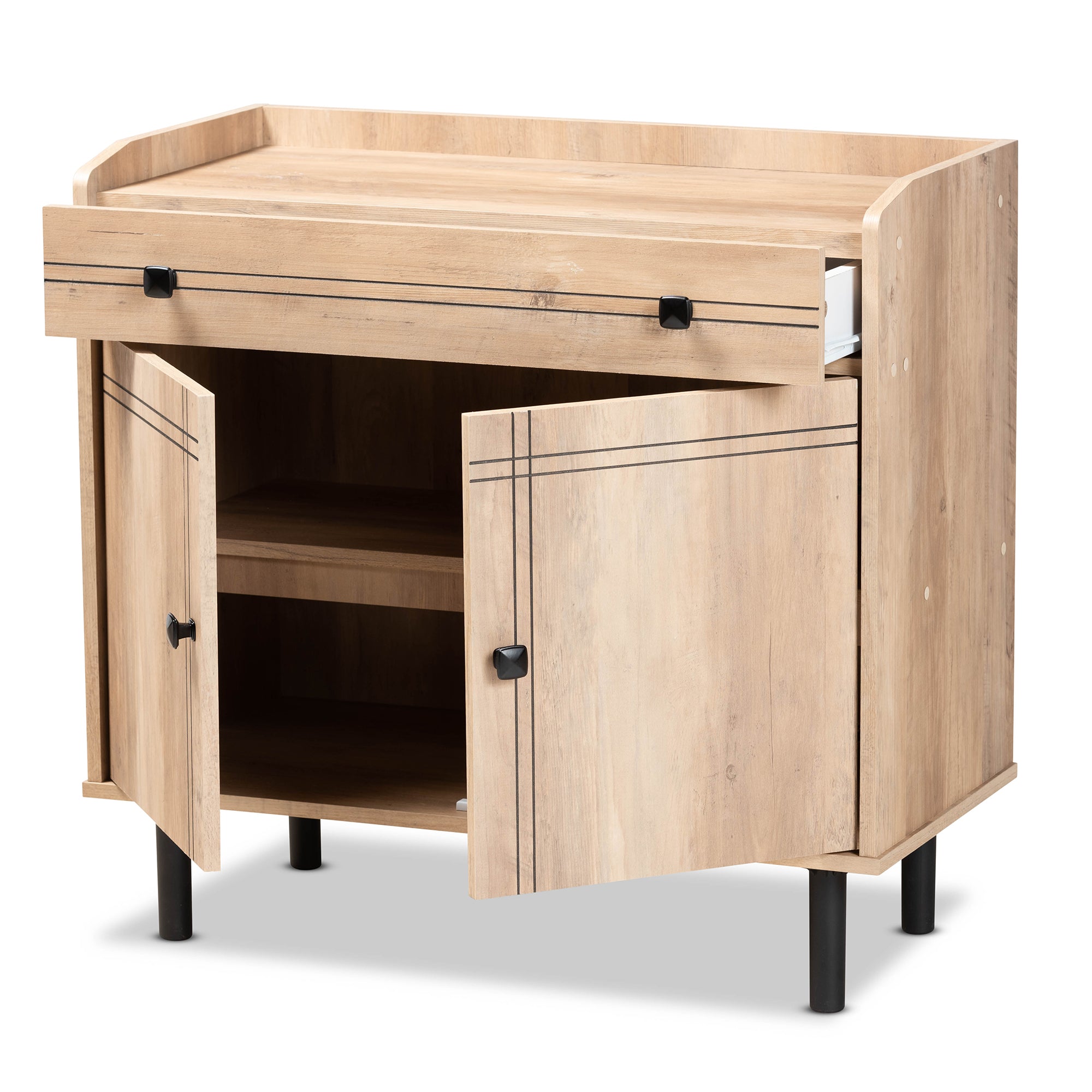 Baxton Studio Patterson Modern and Contemporary Oak Brown Finished Wood 2-Door Kitchen Storage Cabinet