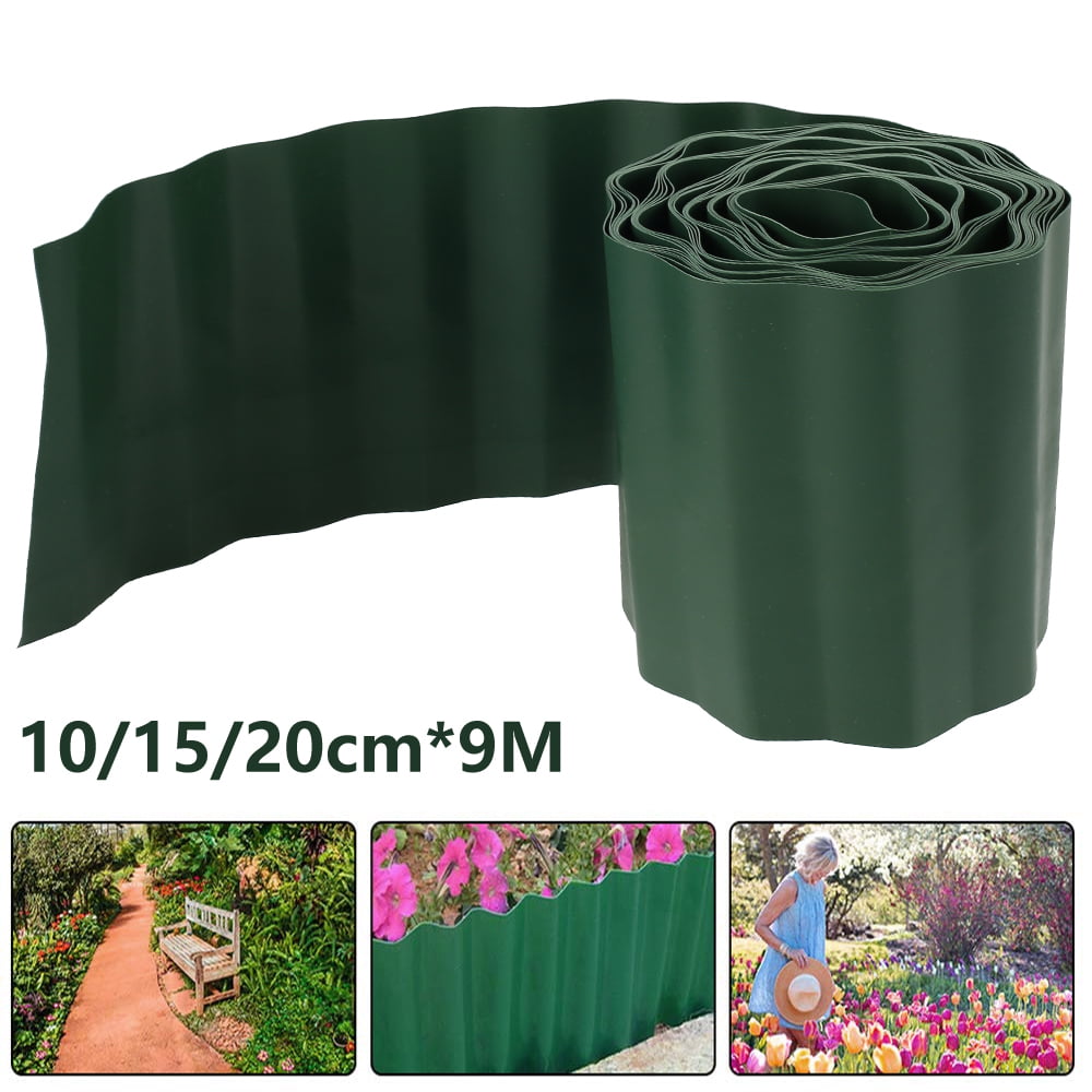 Willstar Plastic Lawn Edging Roll 9m x 20cm Flexible Garden Lawn Grass Edge PVC Garden Lawn Edging DIY Outdoors Garden Fence Flexible Garden Lawn Grass Edge