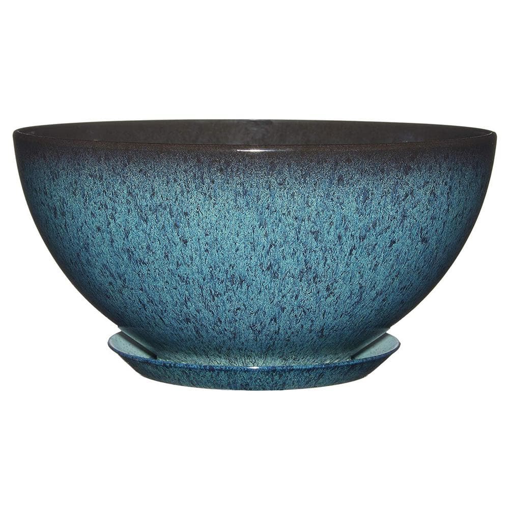 Classic Home and Garden 10 in. Indigo Speckle Rosie Bowl Resin Planter 9010D-375R