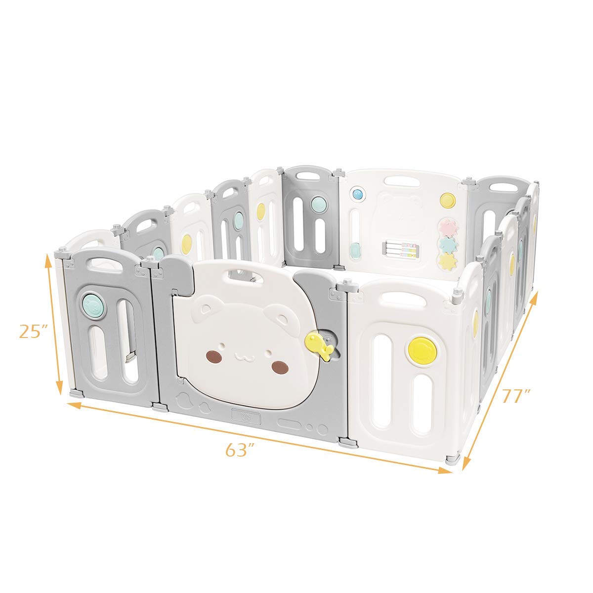 Costzon Baby Playpen, 12/14/16 Panel Foldable Thicken Kids Safety Play Fence with Storage Bag