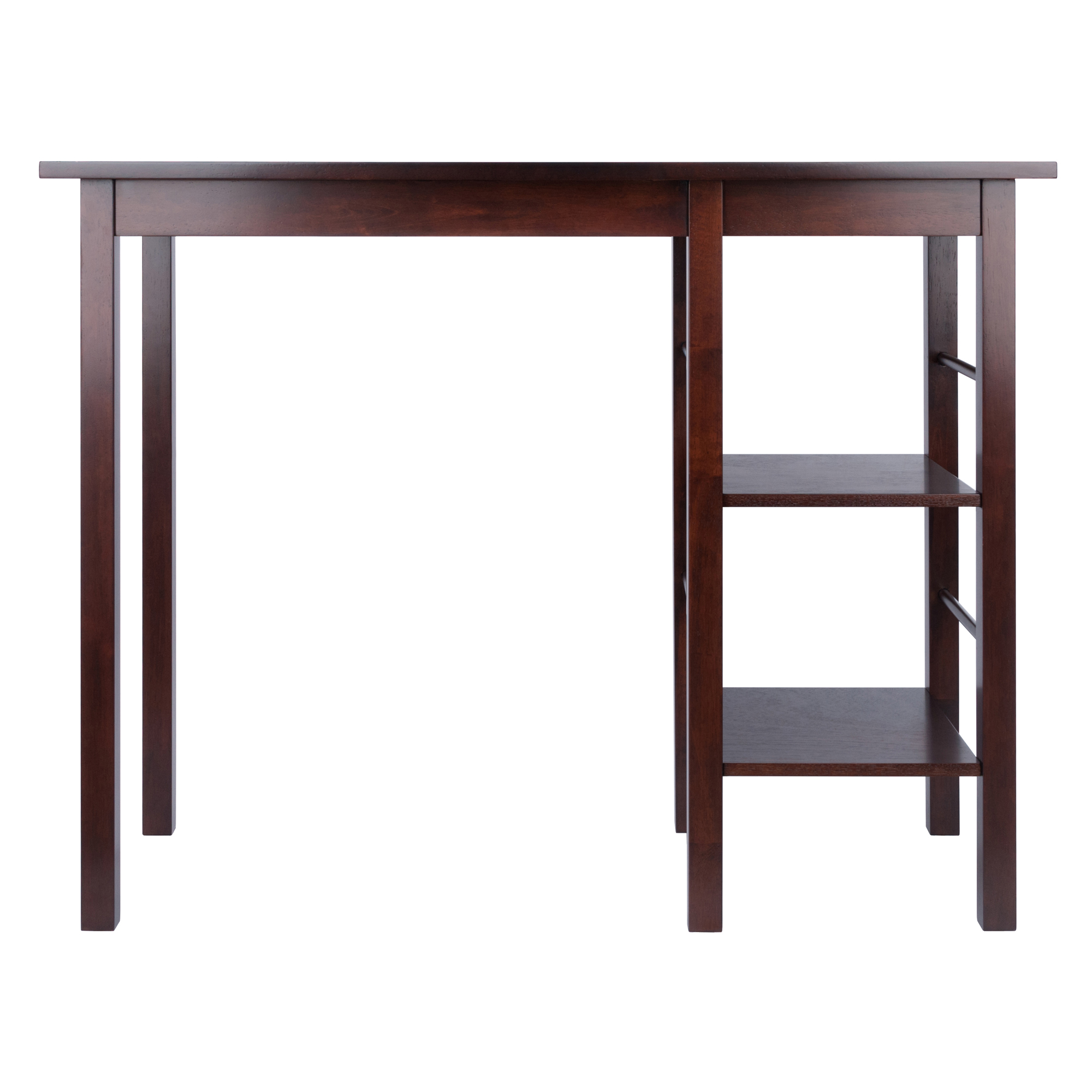 Winsome Wood Egan Breakfast Kitchen Island with Shelves， Walnut Finish