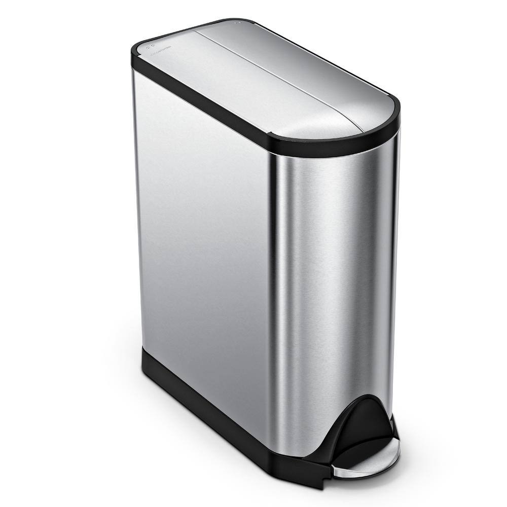 simplehuman 45-Liter Fingerprint-Proof Brushed Stainless Steel Butterfly Step-On Trash Can CW1897