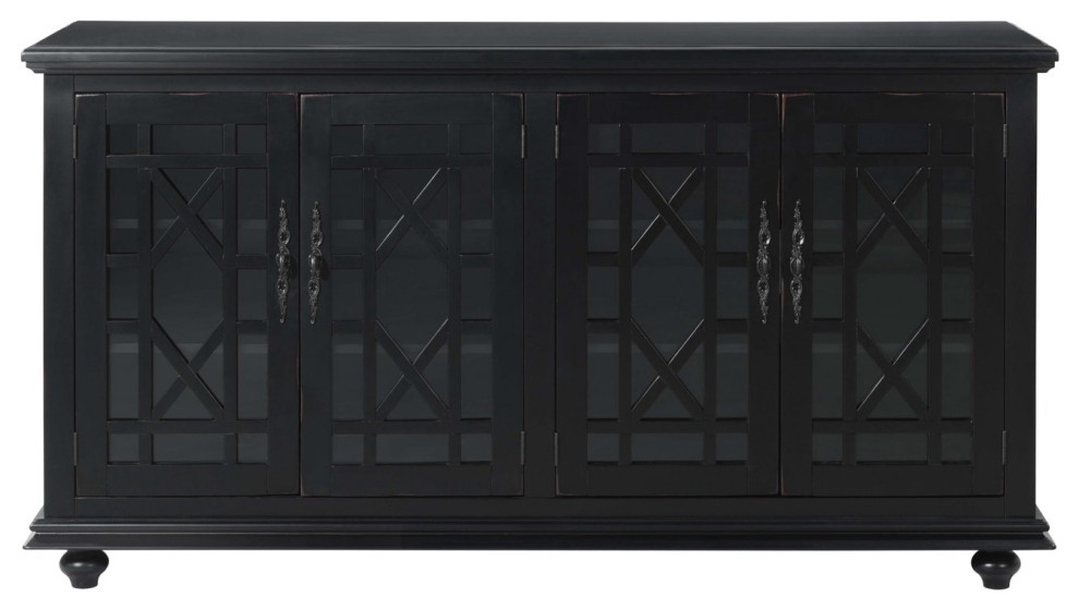 Classic TV Stand/Sideboard  Glass Panel Doors With Trellis Pattern   Traditional   Entertainment Centers And Tv Stands   by Declusia  Houzz