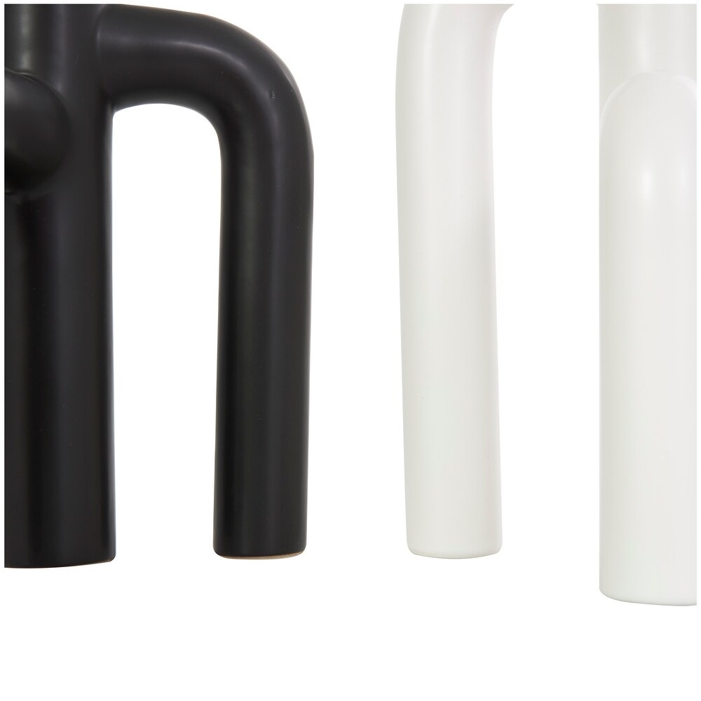 Black Ceramic 3 Arch Abstract Vase (Set of 2)