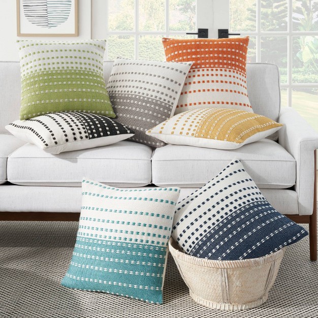 Woven And Stitched Square Throw Pillow Mina Victory