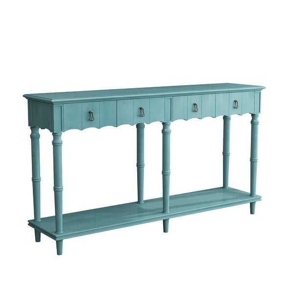 Country Console Table with 4 Front Facing Storage Drawers and 1 Shelf