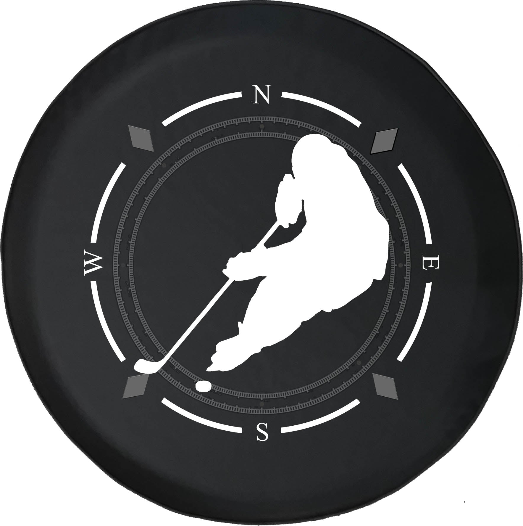 Spare Tire Cover Compass Hockey Player Skating with Puck Wheel Covers Fit for SUV accessories Trailer RV Accessories and Many Vehicles