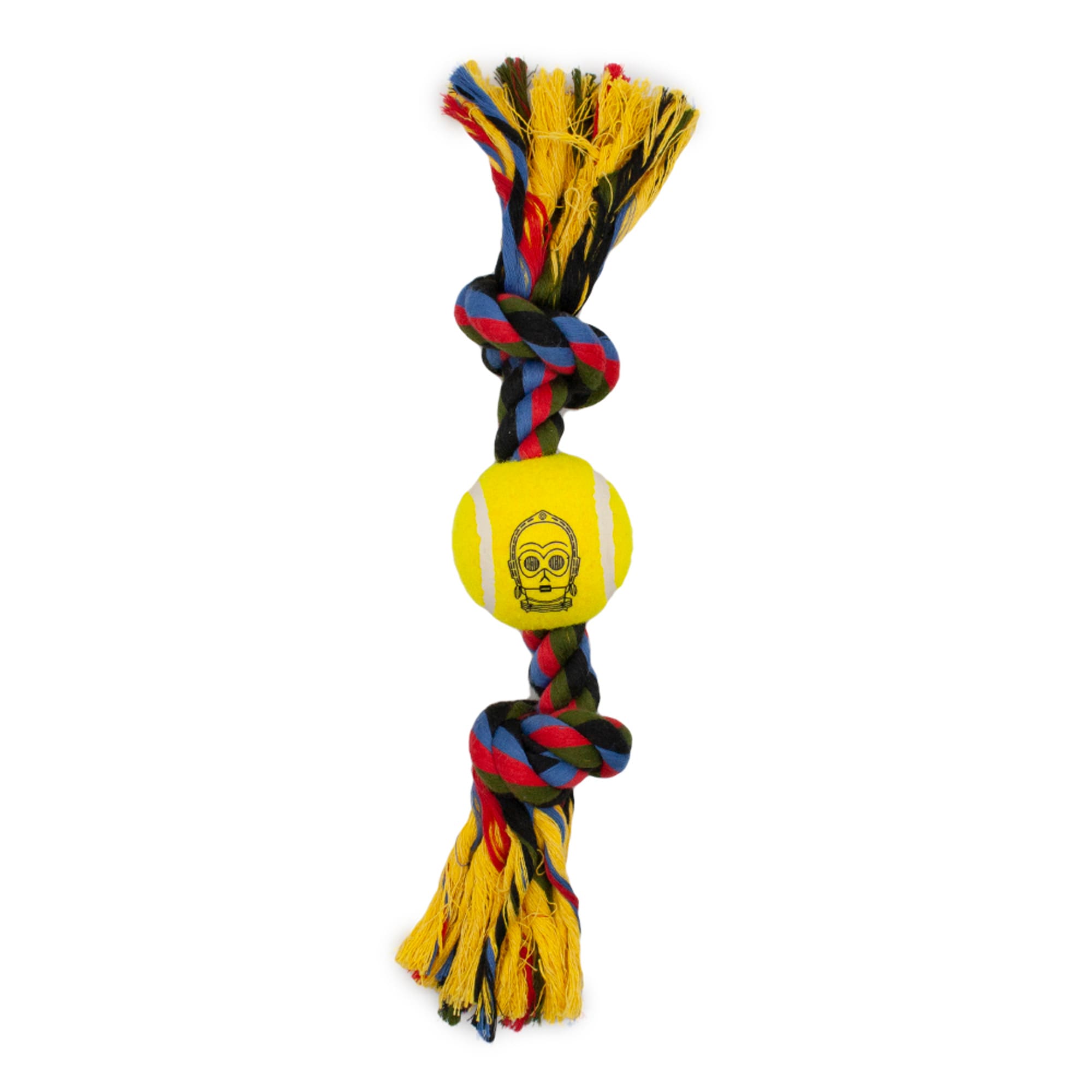 Buckle-Down Yellow Rope Tennis Ball Star Wars C3-PO Face Dog Toy， X-Large