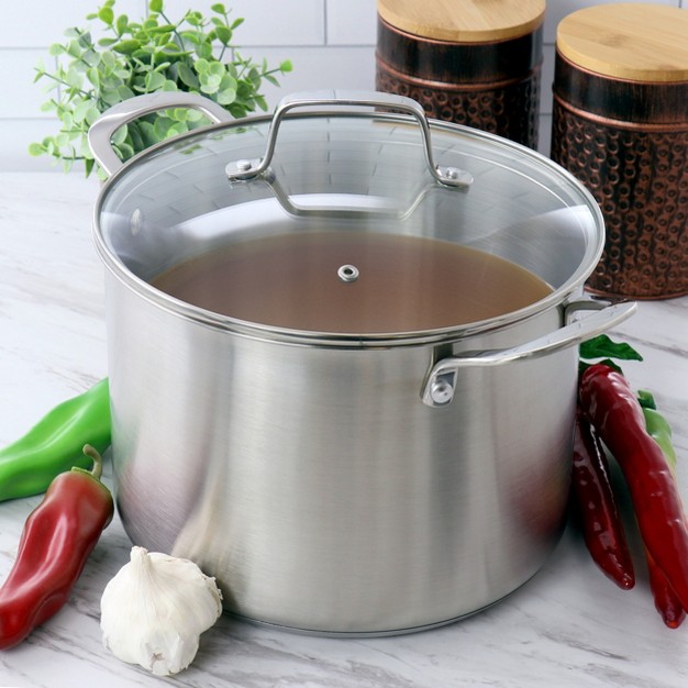 Martha Stewart Everday Midvale 8 Quart Stainless Steel Stock Pot With Lid