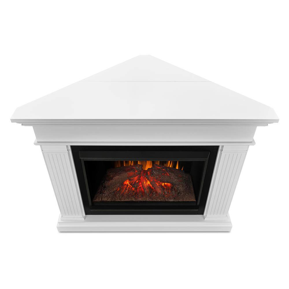 Real Flame Kennedy Grand 56 in. Corner Electric Fireplace in Dark White 8050E-W