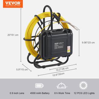 VEVOR Sewer Pipe Camera 9in. Screen Pipeline Inspection Camera 230 ft. IP68 with DVR Function12 LED Light for Duct Drain Pipe JLKXSGDNKJ970N4XSV1