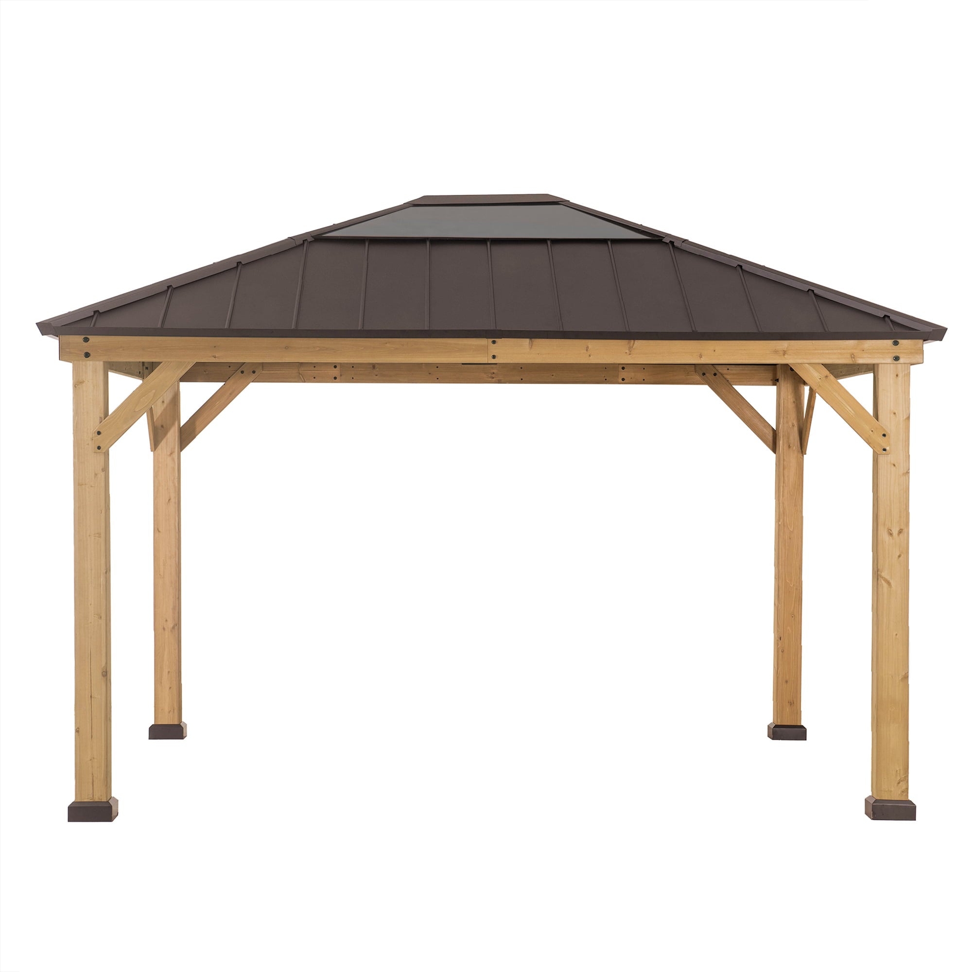 Sunjoy 13' x 11' Hardtop Brown Rectangle Gazebos