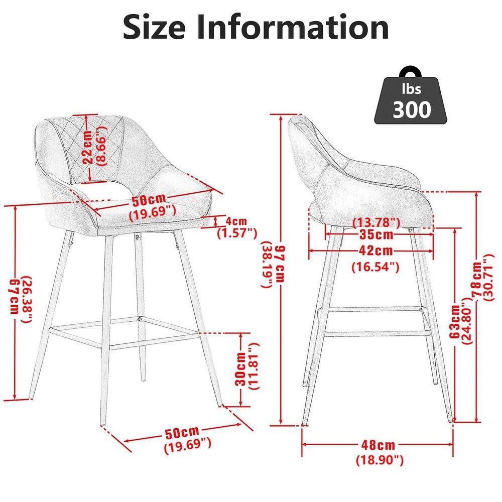 Fixed Height Bar Chairs with Metal Frame and Footrest