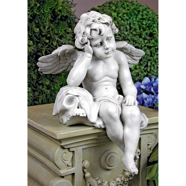 Design Toscano Mourning Mortality Sitting Cherub Sculpture Off white