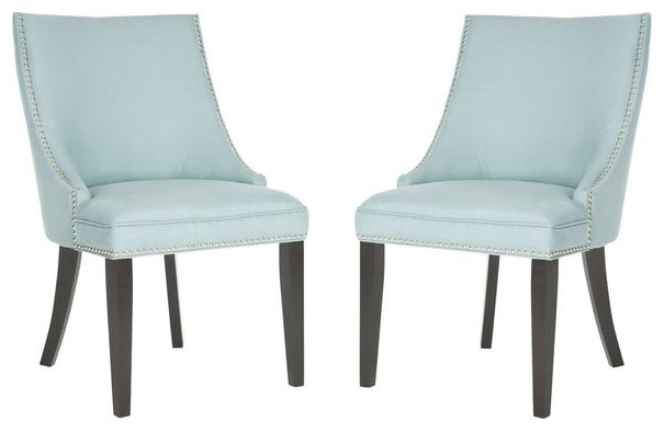 Brad 20  x27 x27h Side Chair set of 2 Silver Nail Heads Light Blue   Transitional   Dining Chairs   by Peachtree Fine Furniture  Houzz