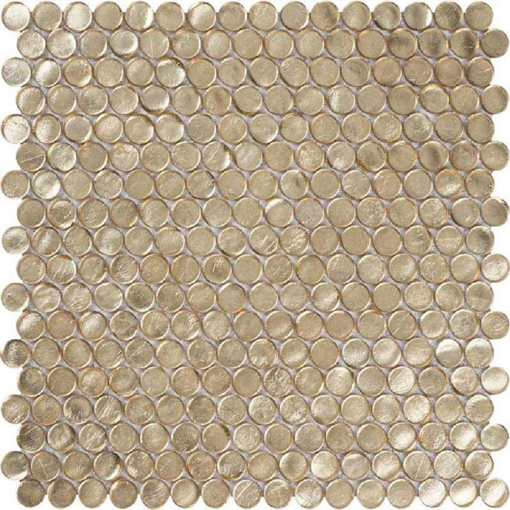 Apollo Tile Gold 12.2 in. x 12.2 in. Polished Penny Round Glass Mosaic Floor and Wall Tile (10-Pack) (10.34 sq. ft.Case) APLAPN8805A