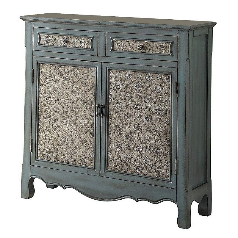 Storage Cabinet with 2 Doors and 2 Drawers， Antique Blue