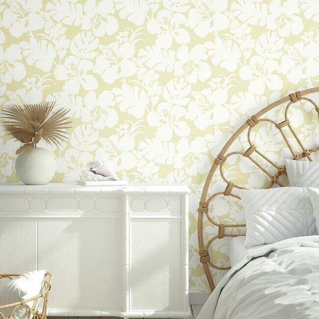 Hibiscus Arboretum Wallpaper in Yellow from the Water's Edge Resource Library