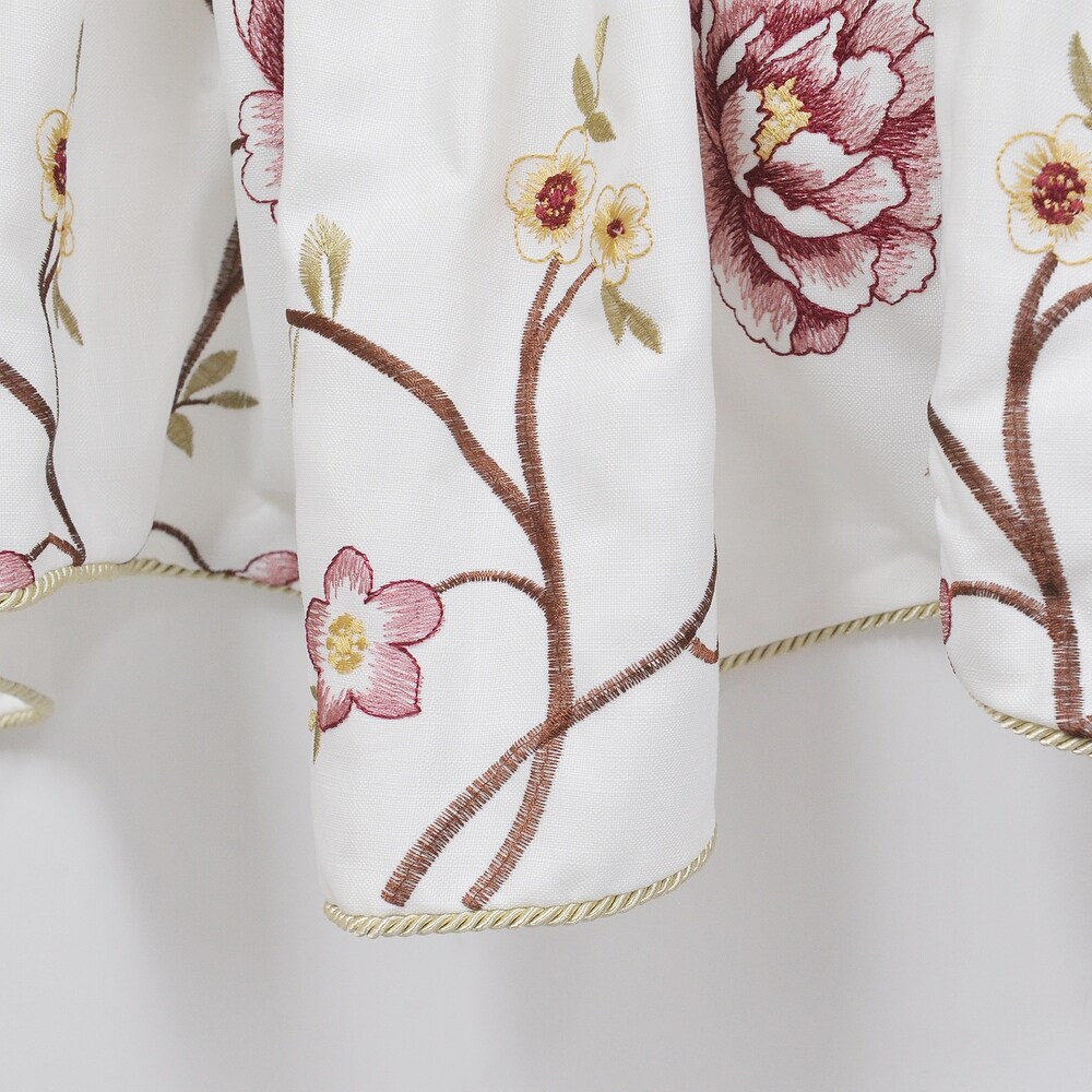 Serenta Embroidery Red/Gold Spring Flower Valance