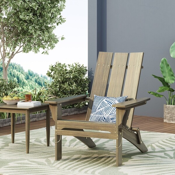 Zuma Outdoor Contemporary Acacia Wood Foldable Adirondack Chair by Christopher Knight Home