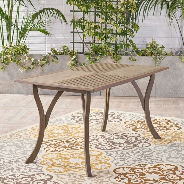 59Inch Rectangular Wood Patio Table for Outdoor Dining